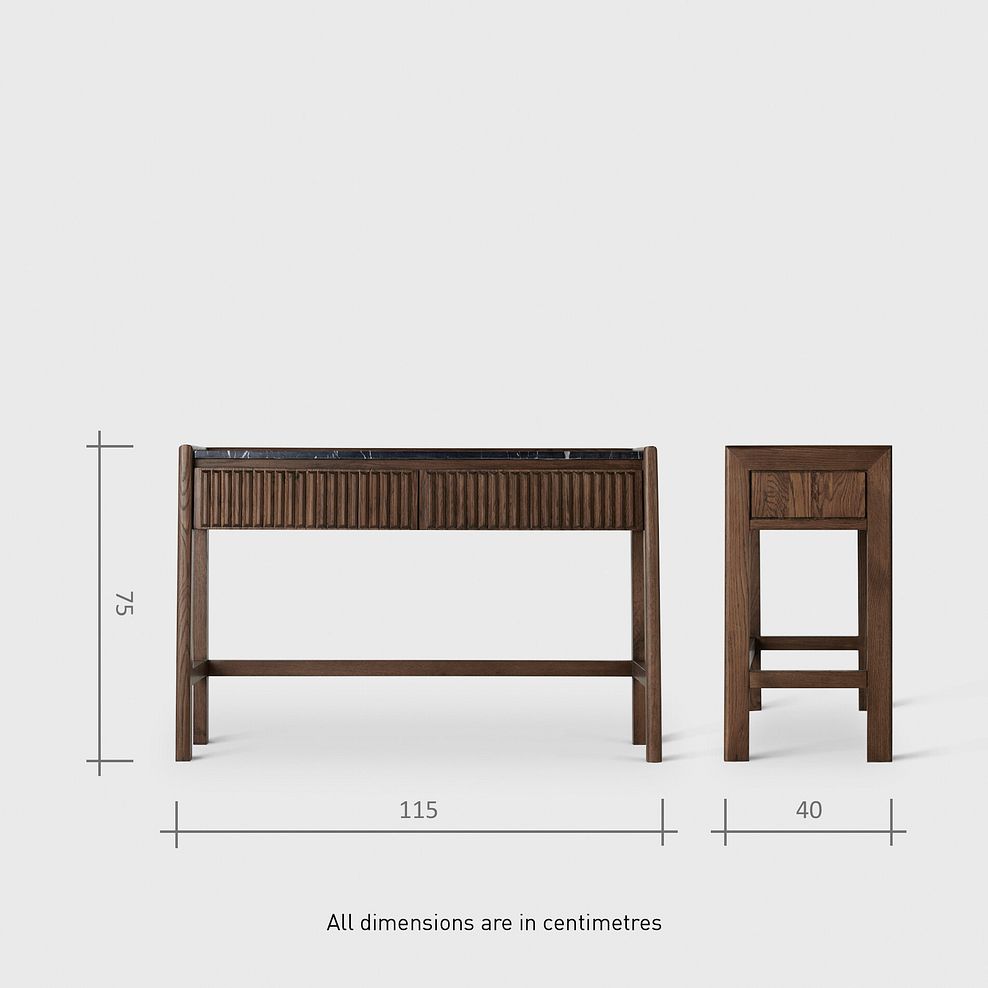 Oliver Dark Solid Oak and Black Marble Console Table 13
