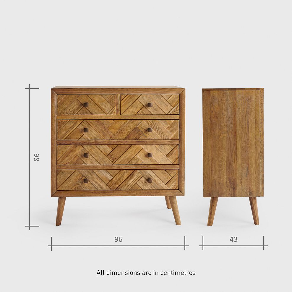 Parquet Brushed and Glazed Oak 2+3 Chest of Drawers 8