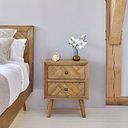 Parquet Brushed and Glazed Oak 2 Drawer Bedside Table