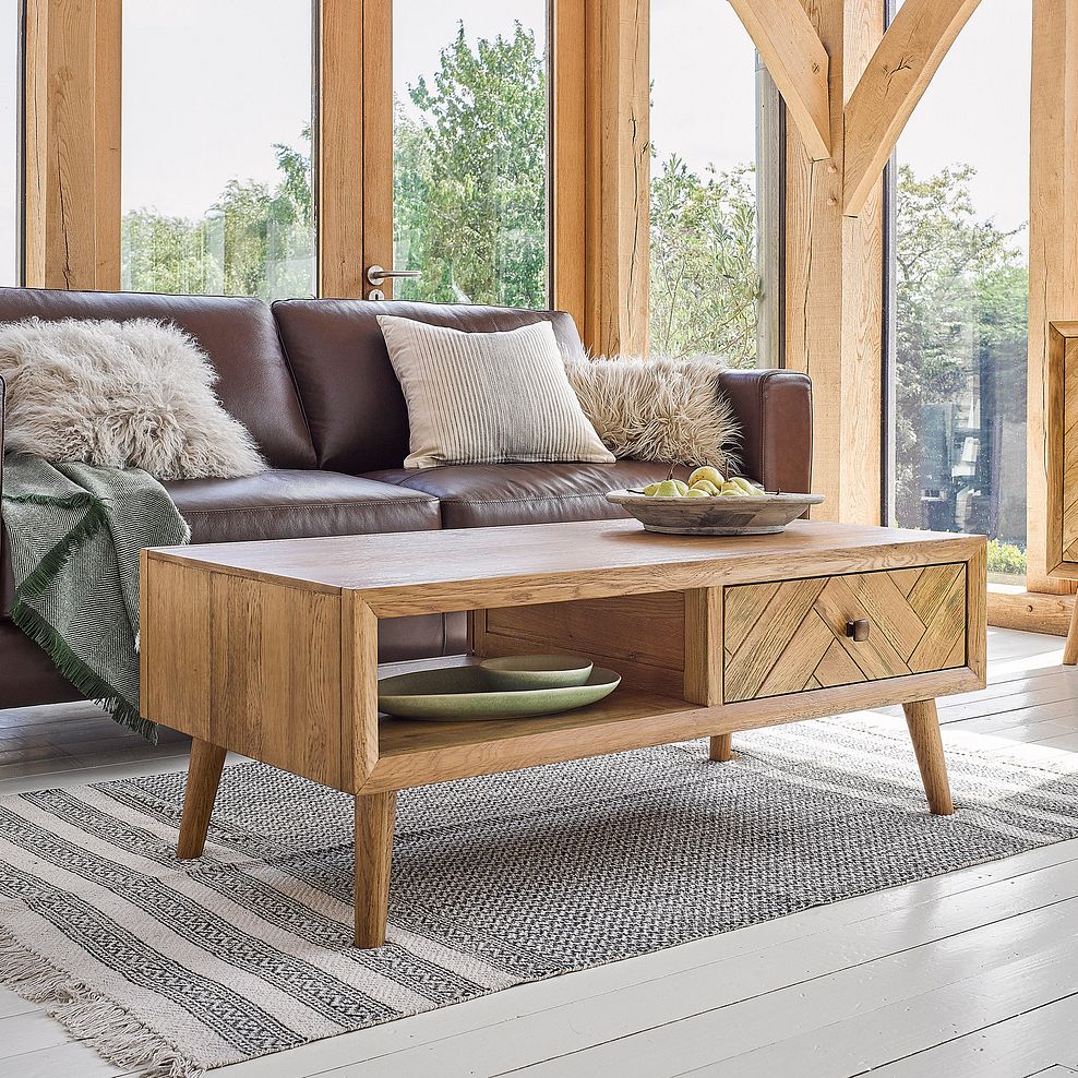 Parquet Brushed and Glazed Oak Coffee Table 1