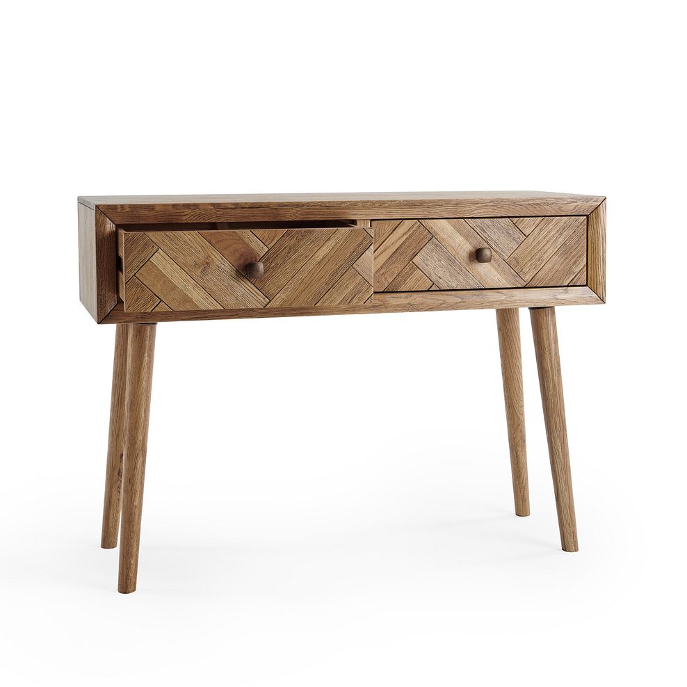 Parquet Brushed and Glazed Oak Console Table 4