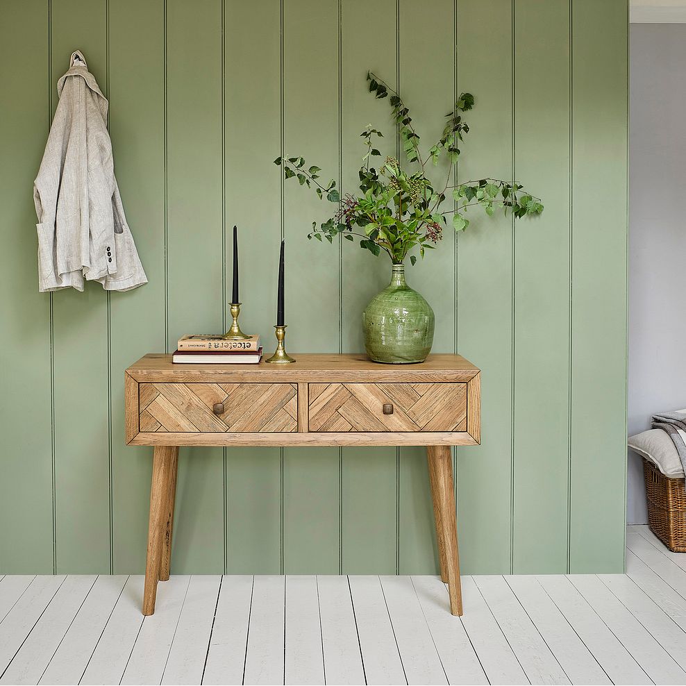 Parquet Brushed and Glazed Oak Console Table 1