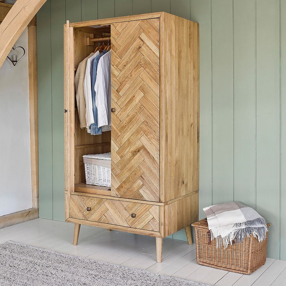 Parquet Brushed and Glazed Oak Double Wardrobe 1