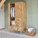 Parquet Brushed and Glazed Oak Double Wardrobe