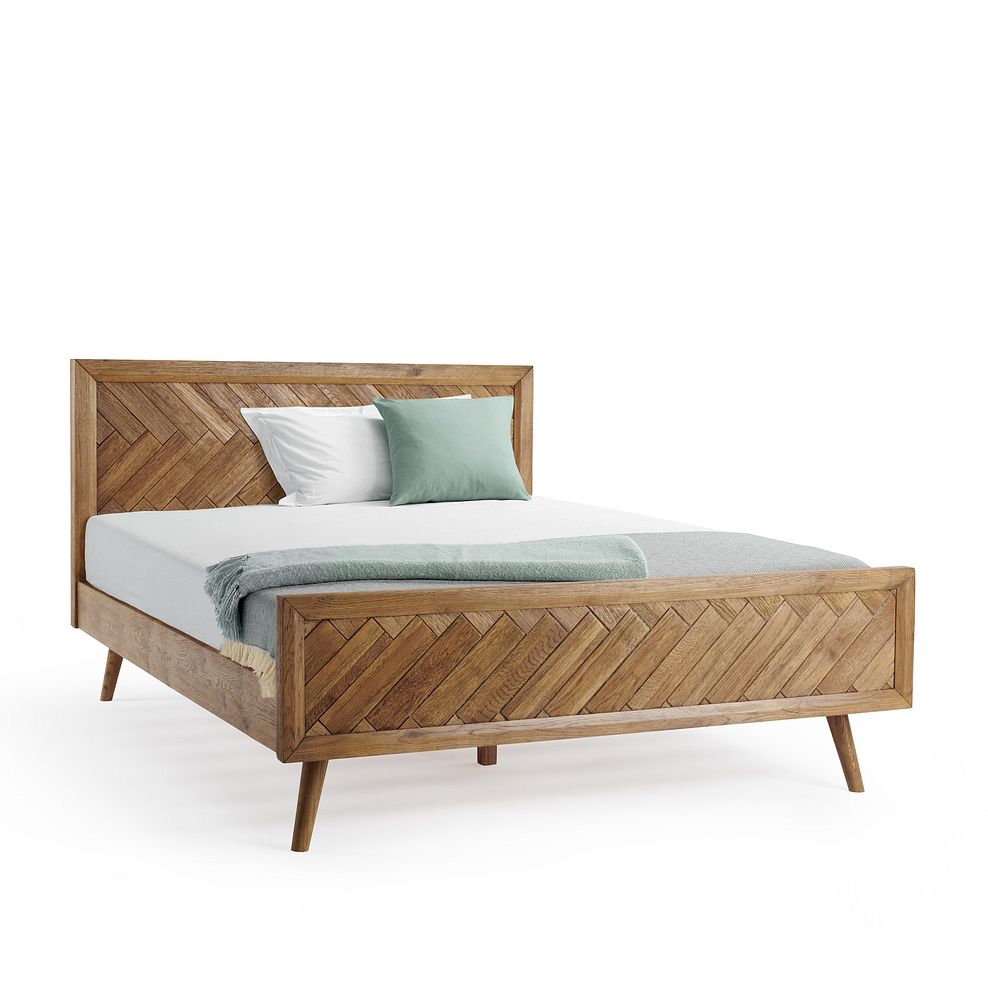 Parquet Brushed and Glazed Oak King-Size Bed 3