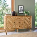 Parquet Brushed and Glazed Oak Large Sideboard