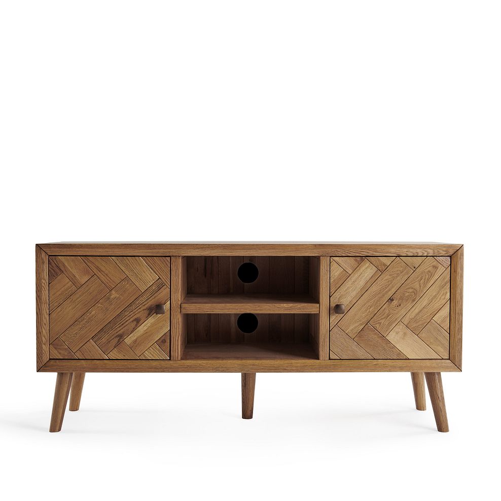 Parquet Brushed and Glazed Oak Large TV Unit 2
