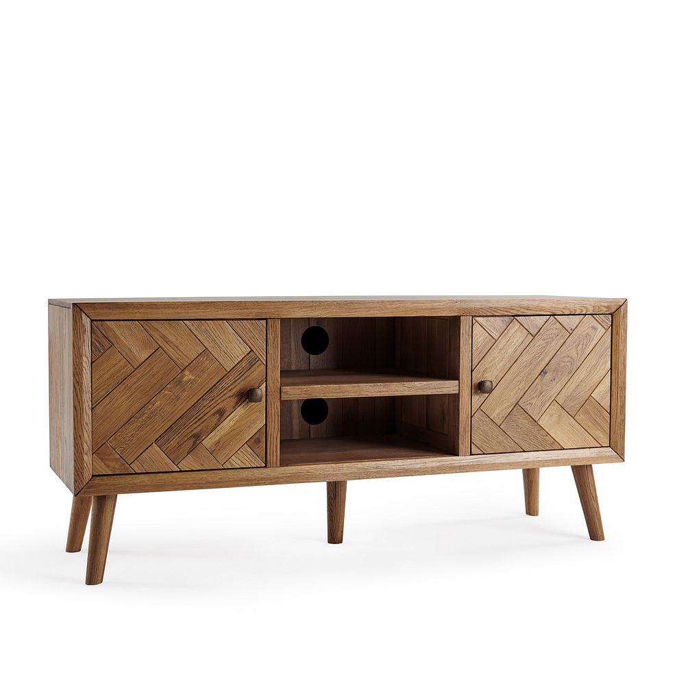 Parquet Brushed and Glazed Oak Large TV Unit 3
