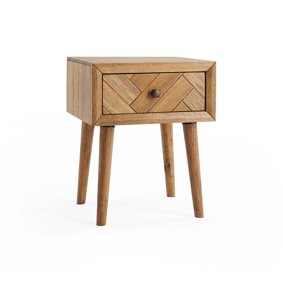 Parquet Brushed and Glazed Oak 1 Drawer Side Table 1