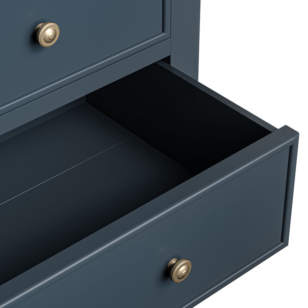 Richmond Smoked Oak Finish and Ink Blue Painted Hardwood 3 Drawer Bedside Table 9