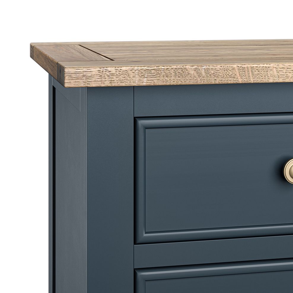Richmond Smoked Oak Finish and Ink Blue Painted Hardwood 3 Drawer Bedside Table 11