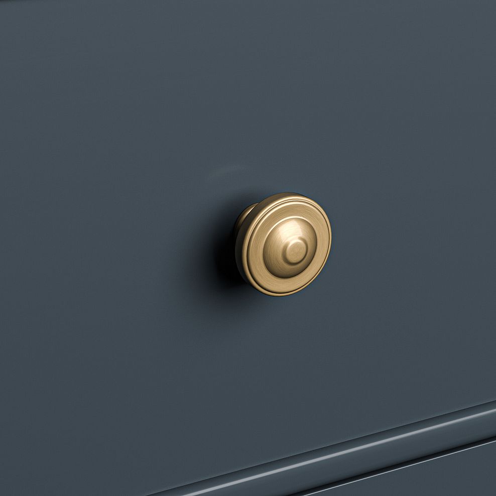 Richmond Smoked Oak Finish and Ink Blue Painted Hardwood 3 Drawer Bedside Table 12