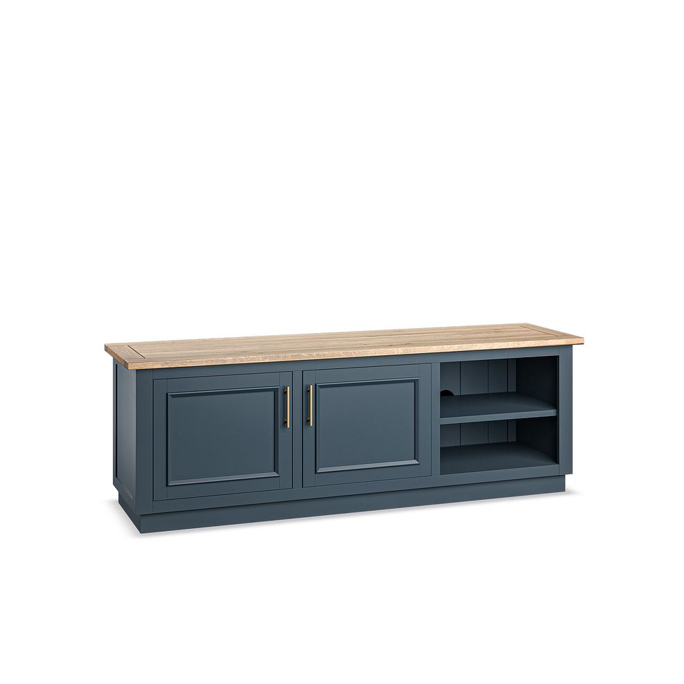Richmond Smoked Oak Finish and Ink Blue Painted Hardwood Large TV Unit 6