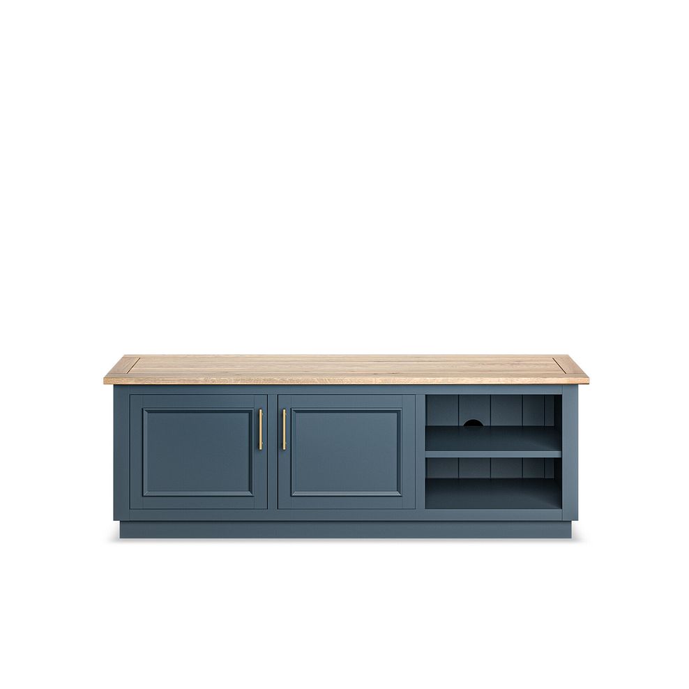 Richmond Smoked Oak Finish and Ink Blue Painted Hardwood Large TV Unit 5