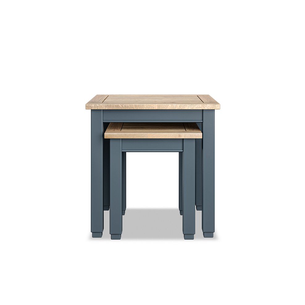 Richmond Smoked Oak Finish and Ink Blue Painted Hardwood Nest of Tables 4