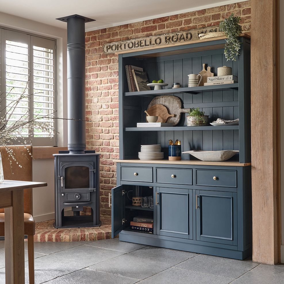 Richmond Smoked Oak Finish and Ink Blue Painted Hardwood Large Dresser 3