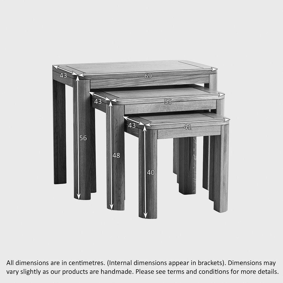 Romsey Natural Solid Oak Nest of 3 Tables 3