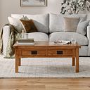 Original Rustic Solid Oak 4 Drawer Storage Coffee Table