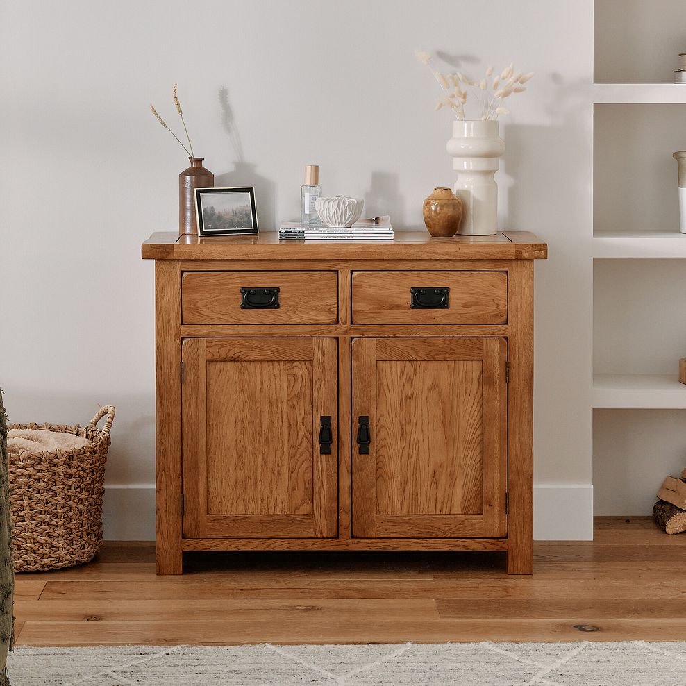 Original Rustic Solid Oak Small Sideboard 1