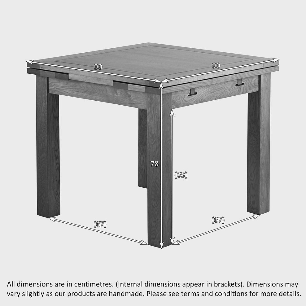 Sherwood Rustic Solid Oak 3ft x 3ft Extending Dining Table 3