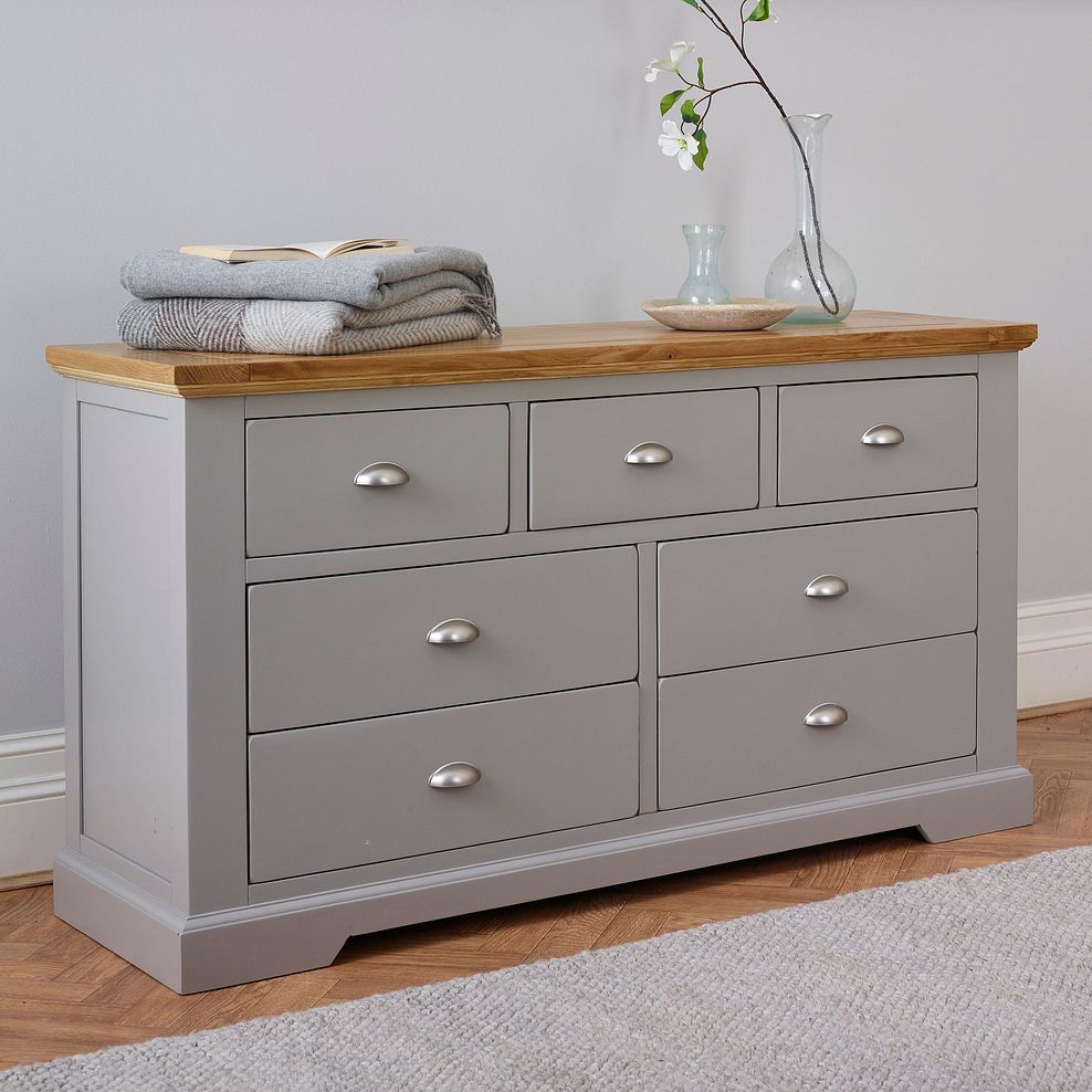 St Ives Natural Oak and Light Grey Painted 3+4 Drawer Chest 2