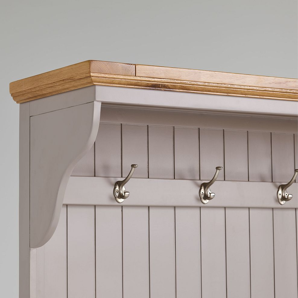 St Ives Natural Oak and Light Grey Painted Hallway Unit with Plain Grey Fabric Hallway Pad 4
