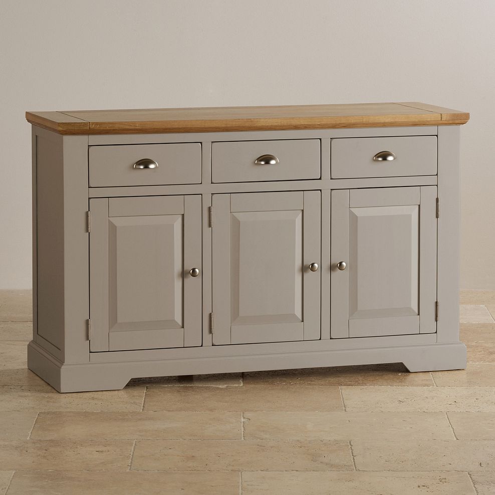 St Ives Natural Oak and Light Grey Painted Large Sideboard 2