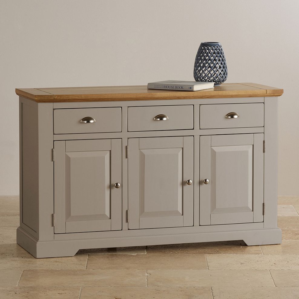 St Ives Natural Oak and Light Grey Painted Large Sideboard 3