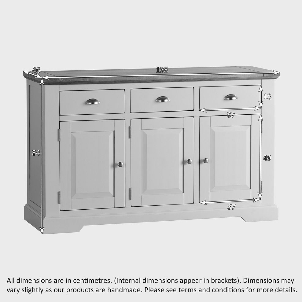 St Ives Natural Oak and Light Grey Painted Large Sideboard 4