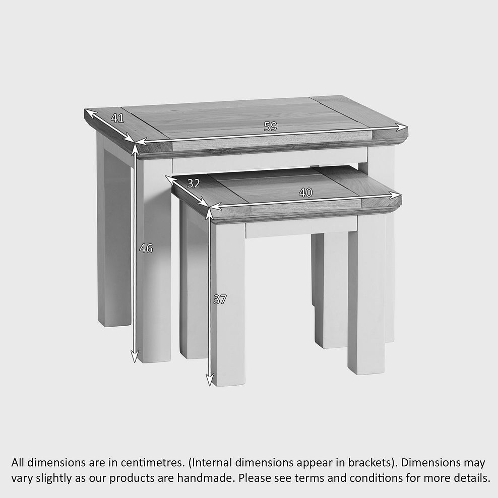 St Ives Natural Oak and Light Grey Painted Nest of Tables 4