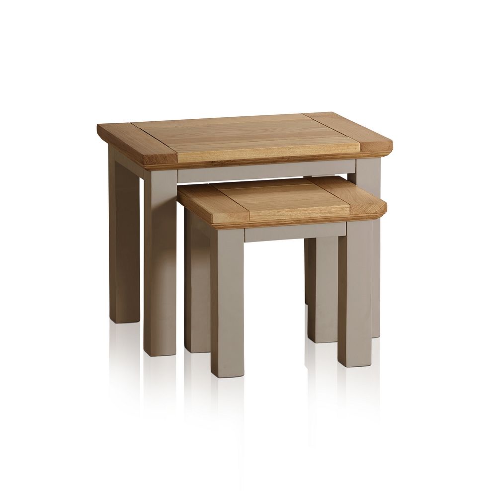 St Ives Natural Oak and Light Grey Painted Nest of Tables 1