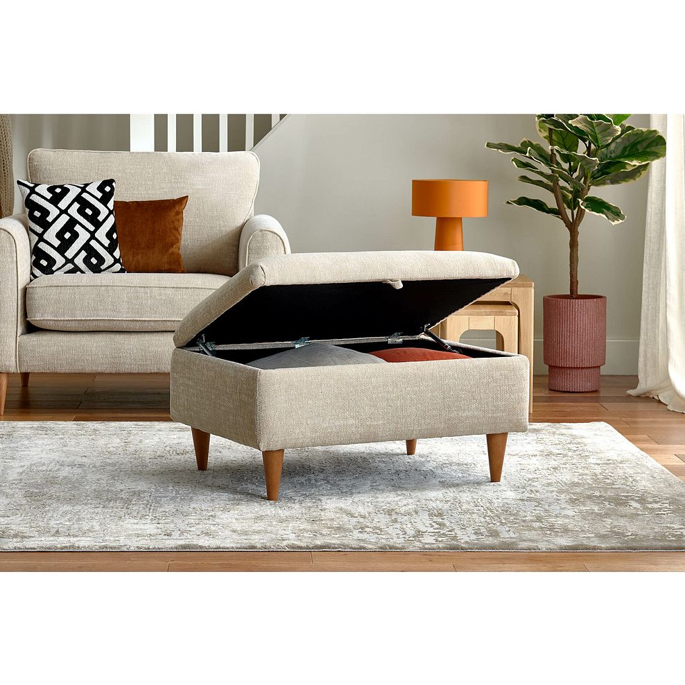 Thornley Storage Footstool in Ivory Fabric 1