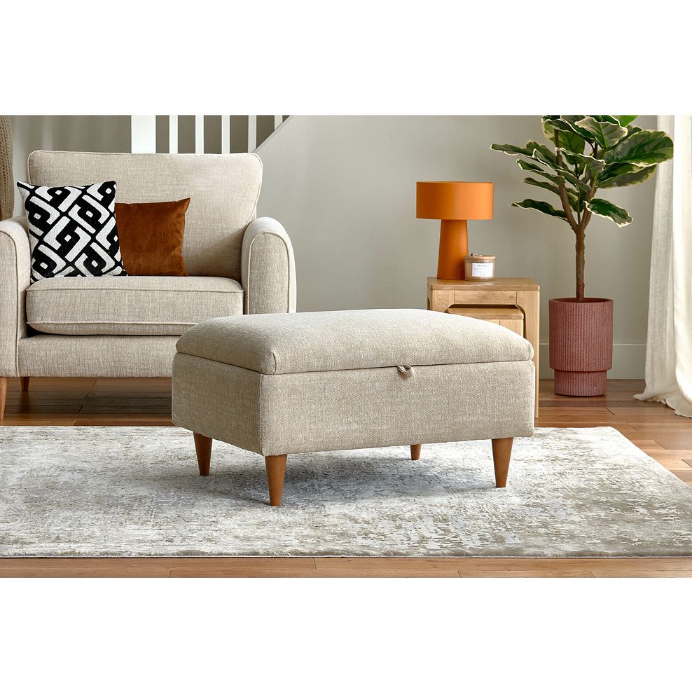 Thornley Storage Footstool in Ivory Fabric 2