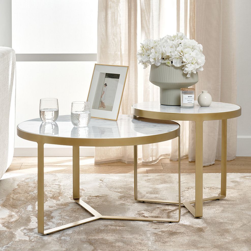 Tuscany Marble Top Coffee Table Nest 1