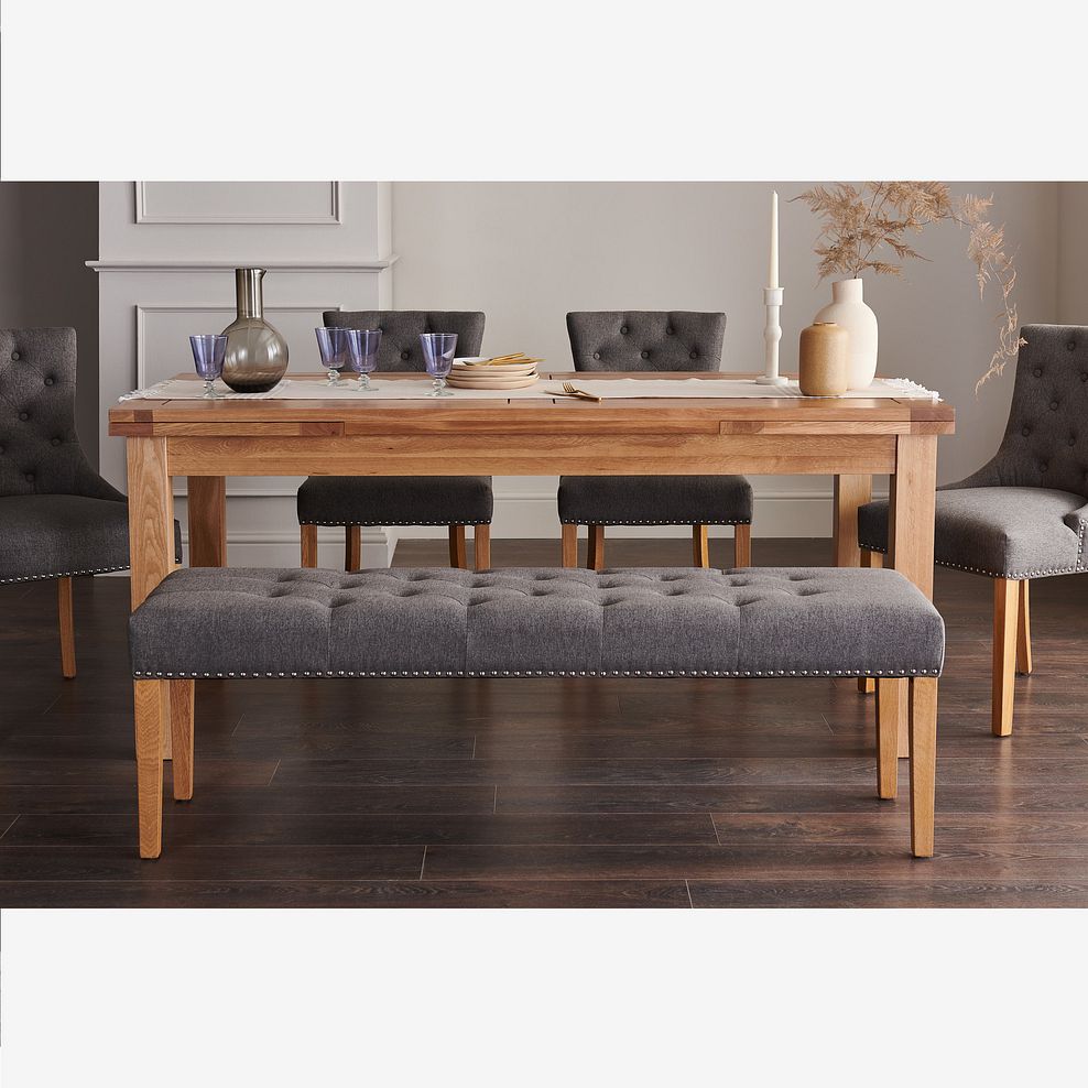 Vivien Button Seat Bench in Grey Fabric 1