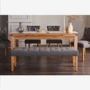 Vivien Button Seat Bench in Grey Fabric