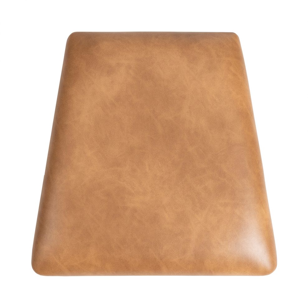 Wave Back Natural Solid Oak Chair with Vintage Tan Leather Look Fabric Seat 3