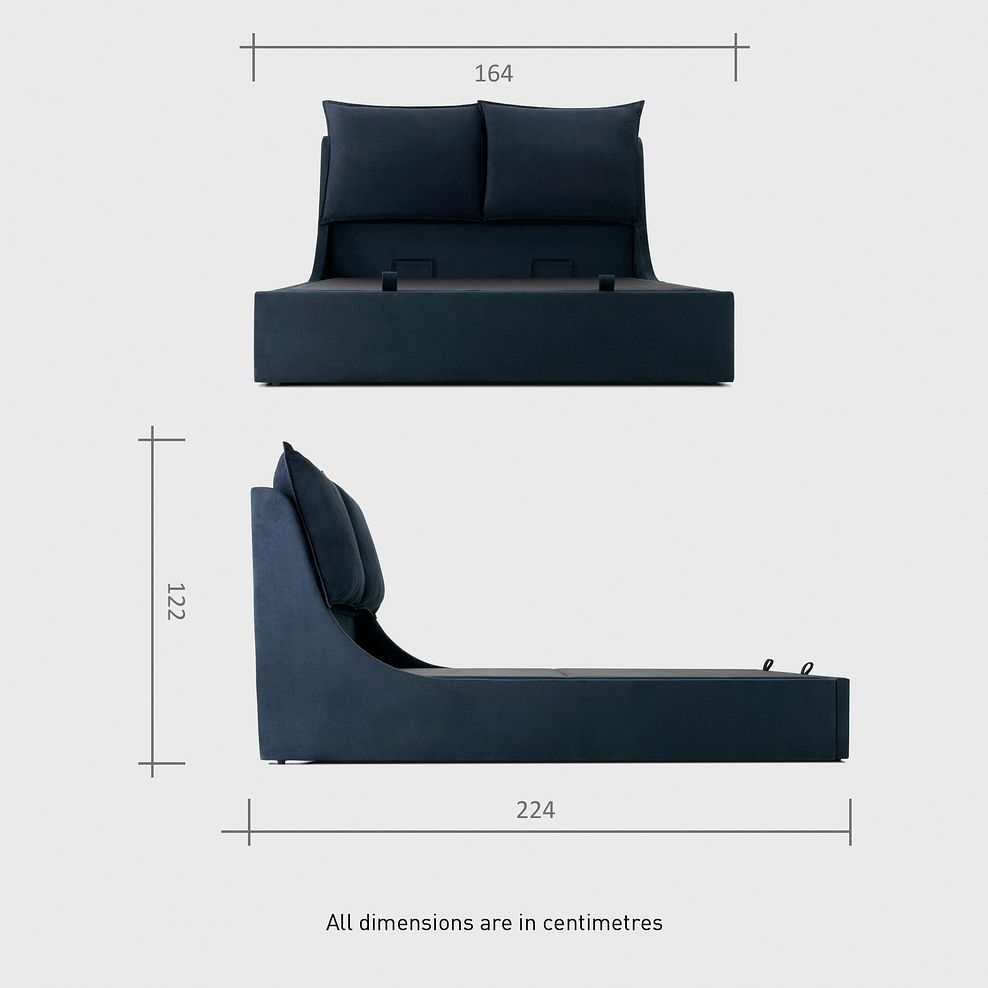 Wren King-Size Ottoman Bed in Smooth Midnight Fabric 14