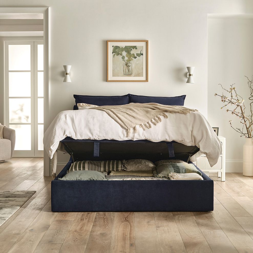 Wren King-Size Ottoman Bed in Smooth Midnight Fabric 4