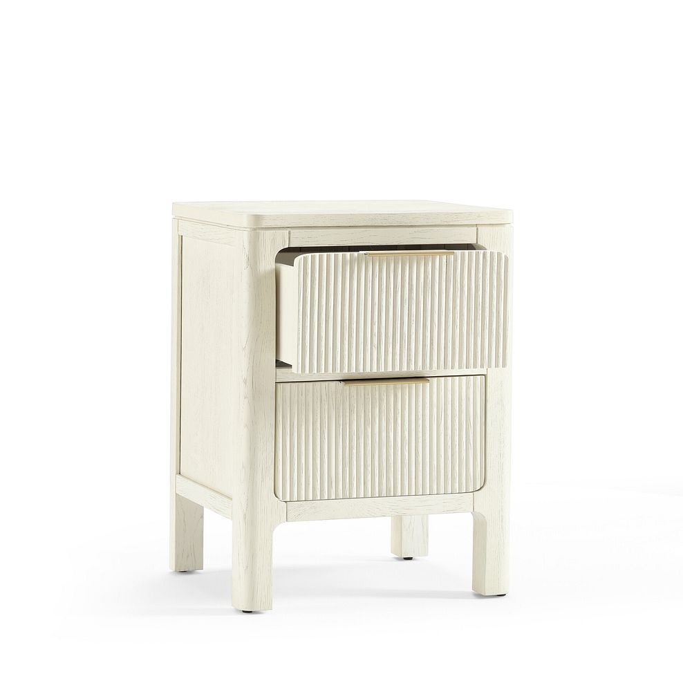 Wren White Painted Solid Oak 2 Drawer Bedside Table 5