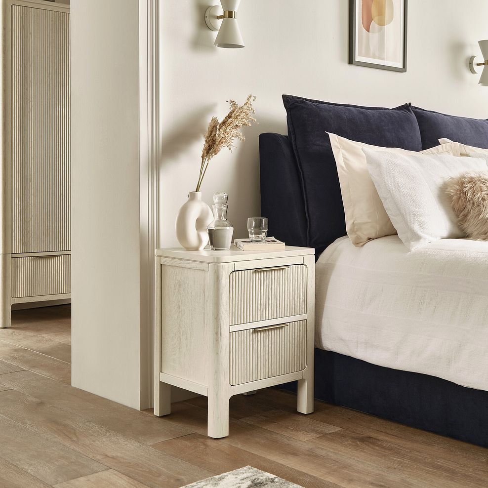 Wren White Painted Solid Oak 2 Drawer Bedside Table 2