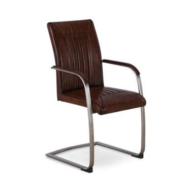 Bailey Vintage Tan Dining Armchair with Steel Metal Frame